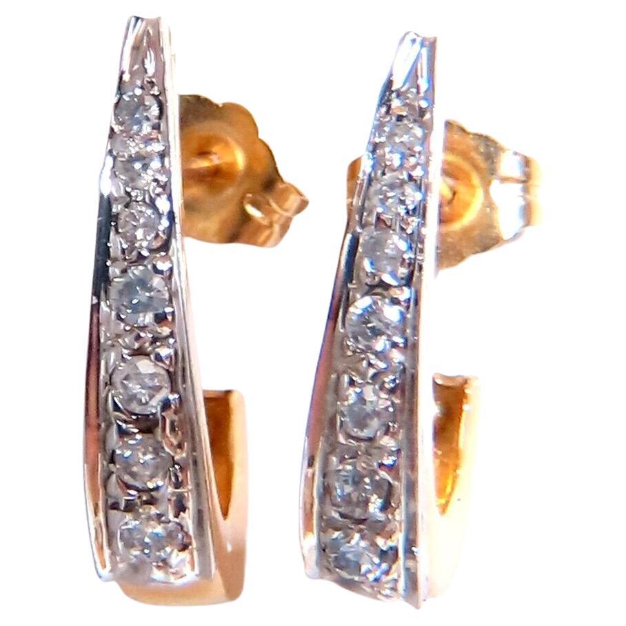 Boucles d'oreilles en or 14 carats avec demi-cerceau en diamant naturel de 0,20ct