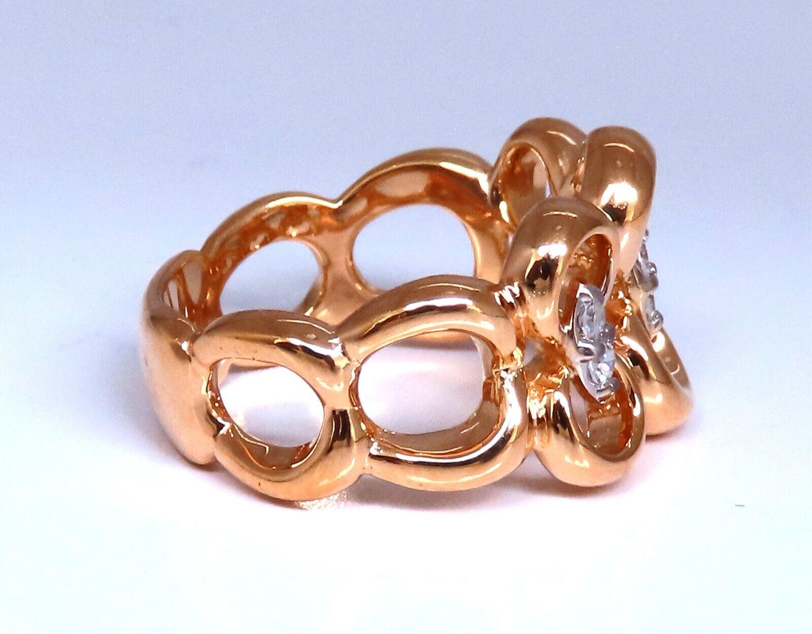 Round Cut .20ct Natural Diamonds Circles Loop ring 14kt Gold For Sale