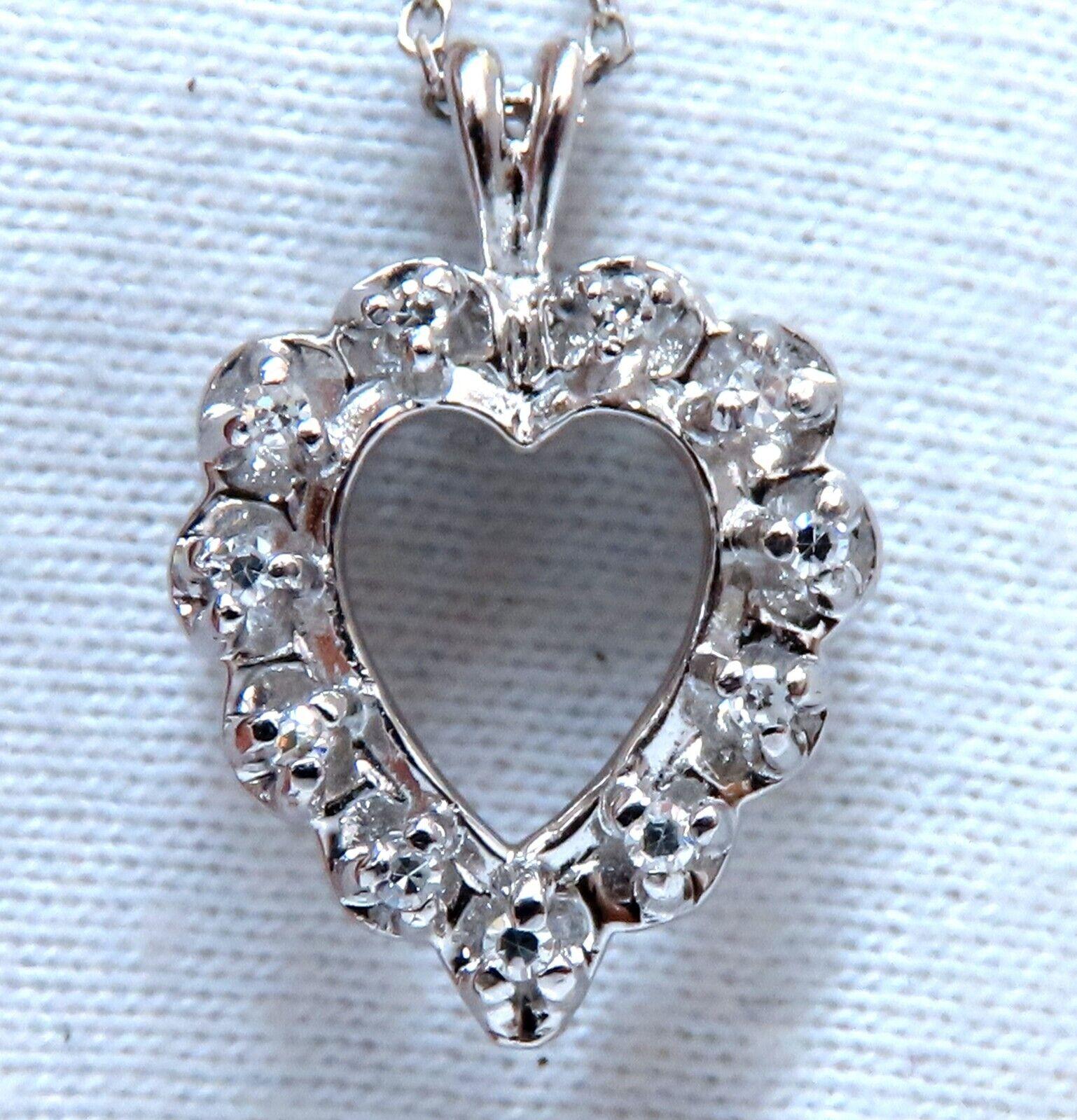 Round Cut .20ct natural diamonds open heart necklace 14kt For Sale