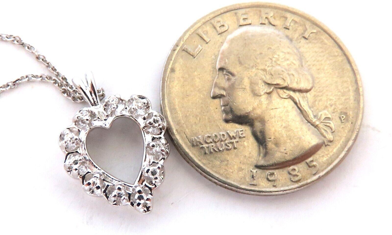Women's or Men's .20ct natural diamonds open heart necklace 14kt For Sale