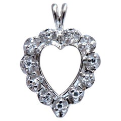 .20ct natural diamonds open heart necklace 14kt*