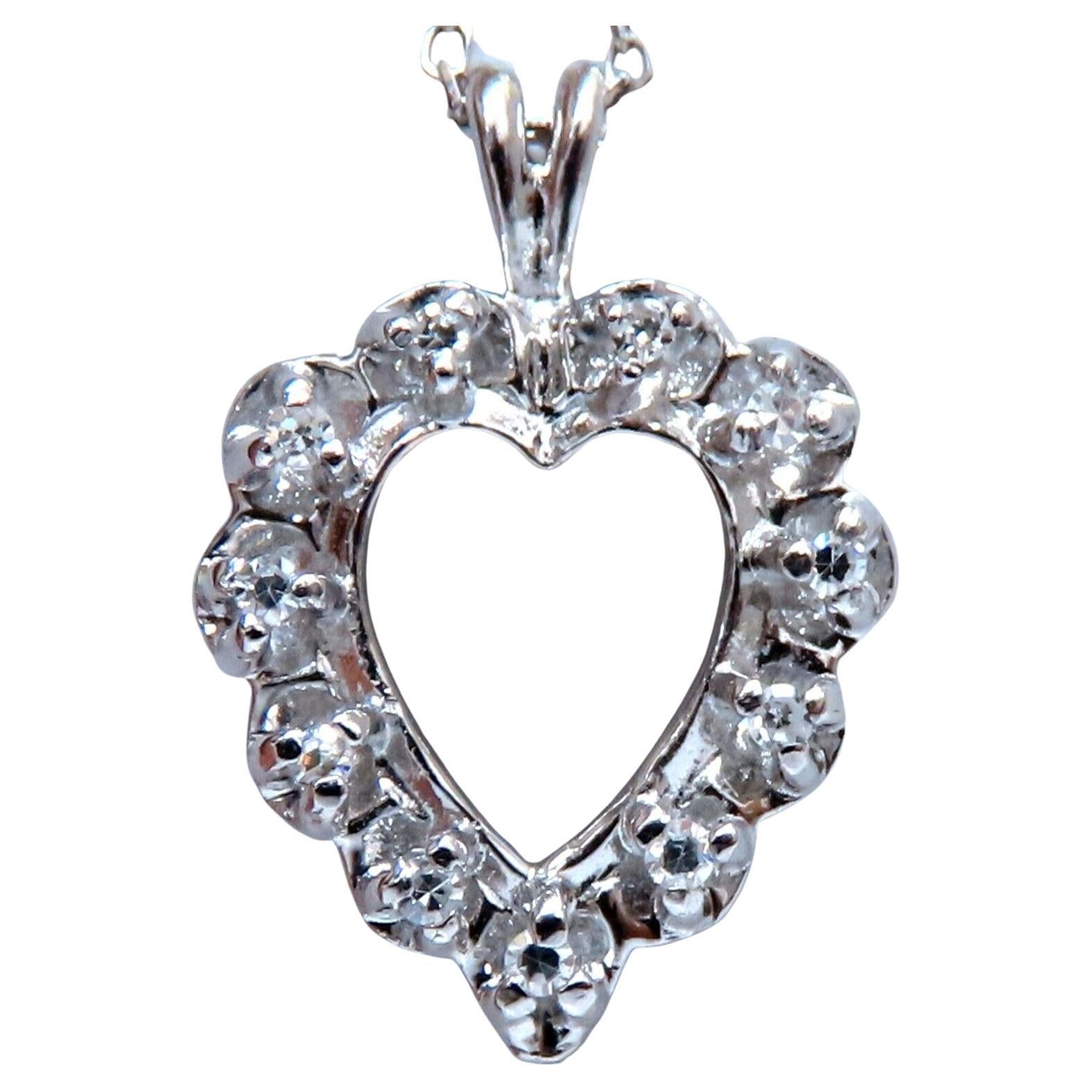 .20ct natural diamonds open heart necklace 14kt