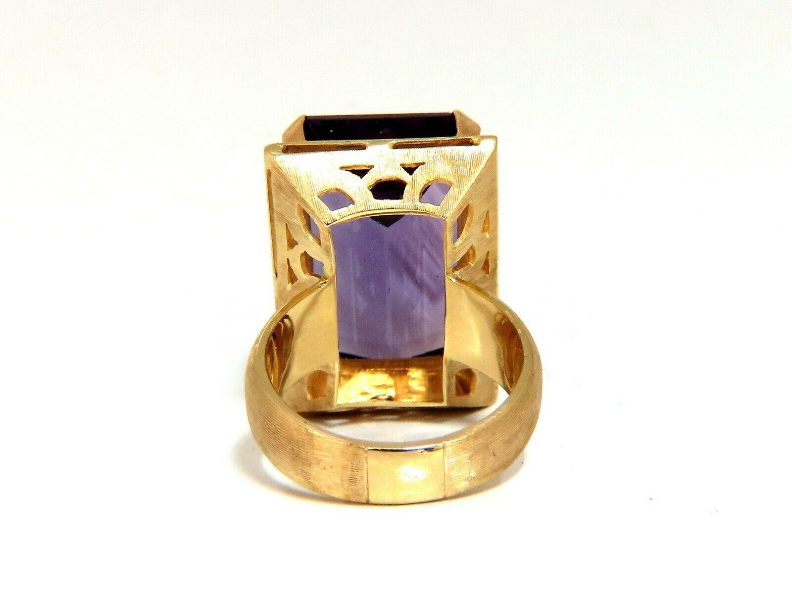 Vintage Amethyst Graver Weave Finish Ring

20.00ct. Brilliant Natural Amethyst 
Emerald cut/ Brilliant cut

Clean VS Clarity

Beautiful purple sparkles throughout

Transparency A+

21 x 14.5mm



Depth of ring:  13mm

Current size: 7.75

(we may