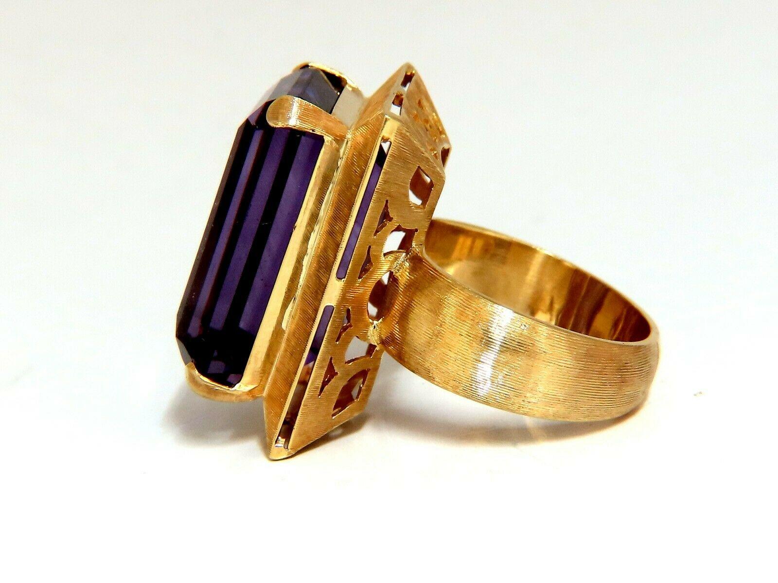 20 Carat Natural Purple Amethyst Ring 14 Karat Vintage Graver Weave In New Condition In New York, NY