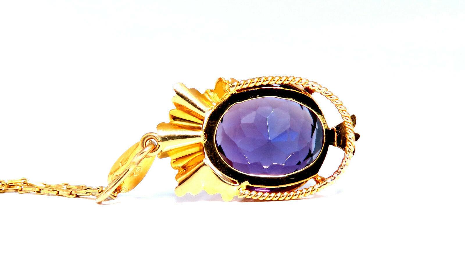 20ct Natural Round Amethyst Vintage Pendant 18kt For Sale 2