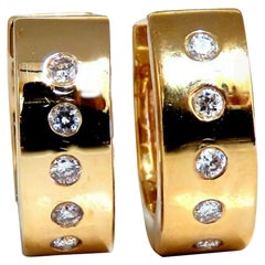 .20ct Natural Round Diamond Hoop Earrings 14kt Flush Mod Deco