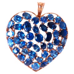 Colgante Corazón Cóctel Zafiros Naturales 20ct Tamaño Grande 18kt 12542