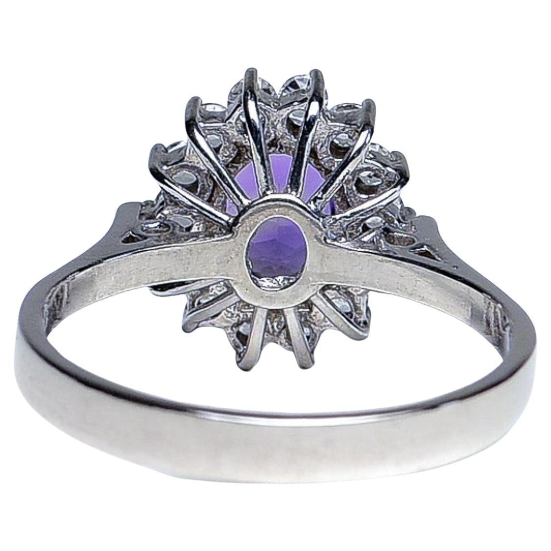 Taille ovale Bague en améthyste naturelle ovale 2,0 carats en vente