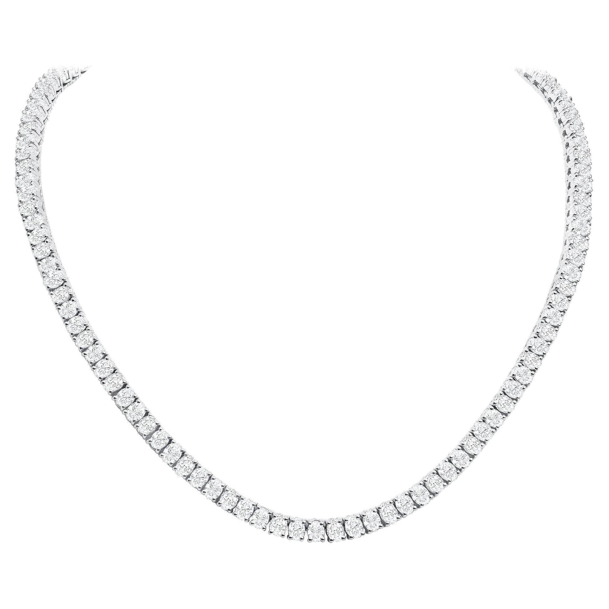 Collar de Tenis Ovalado 20ct, Diamantes Naturales (F-G, VS-SI1) en Oro de 18k de 18 Pulgadas en venta
