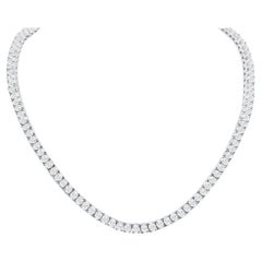 20ct Oval Tennis Necklace, Natural Diamonds (F-G, VS-SI1) in 22 Inches 18k Gold