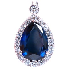 20ct Sapphire Cluster Pear Pendant 14kt Royal Blue Pendant 12518*