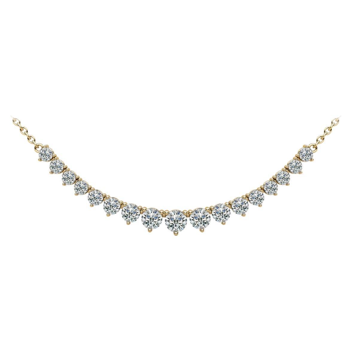 2.0ct Single Row Yellow Gold Diamond Necklace For Sale