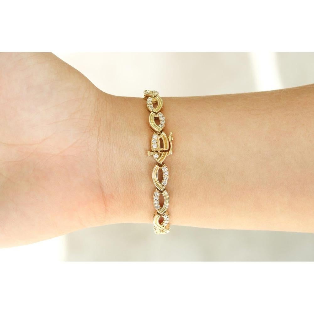 2.0cts 14K Pulsera de Diamantes Infinito Fancy Link Oro Amarillo Pulsera de Declaración Corte redondo en venta