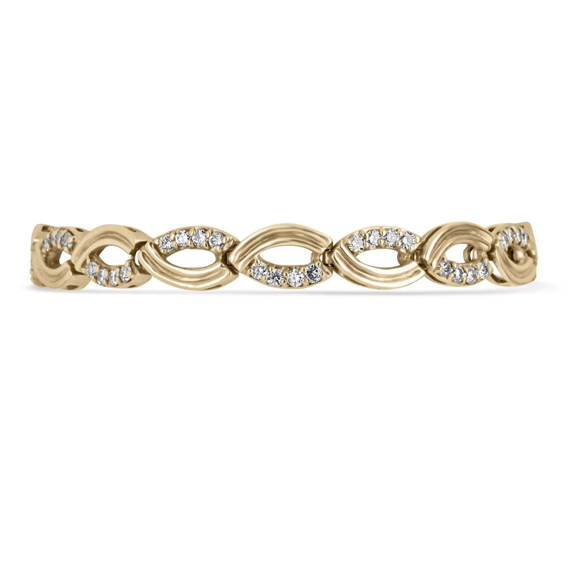 2.0cts 14K Diamond Infinity Bracelet Fancy Link Yellow Gold Statement Bracelet
