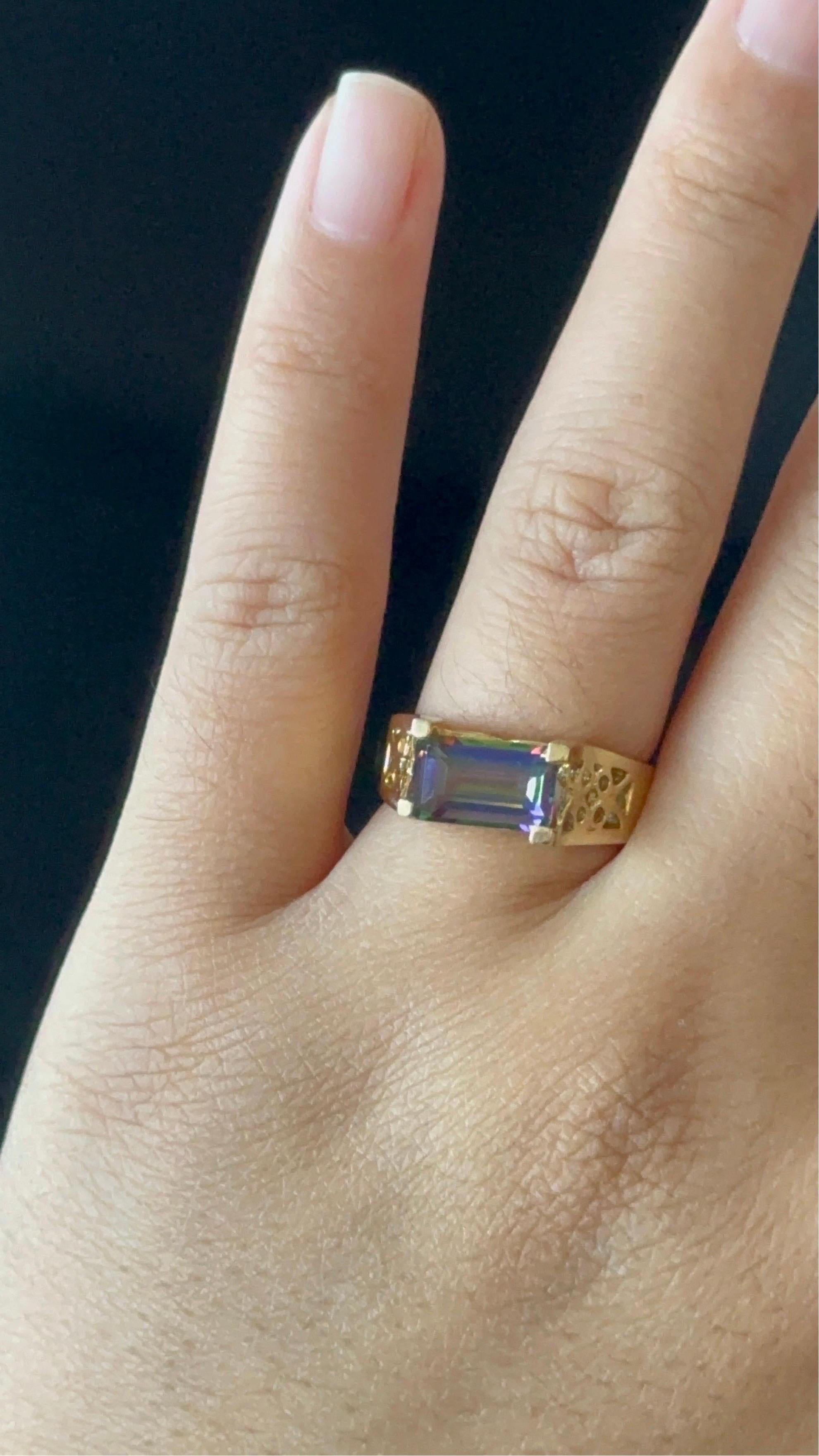 Art Deco 2.0ctw Amethyst 14k Yellow Gold Ring For Sale