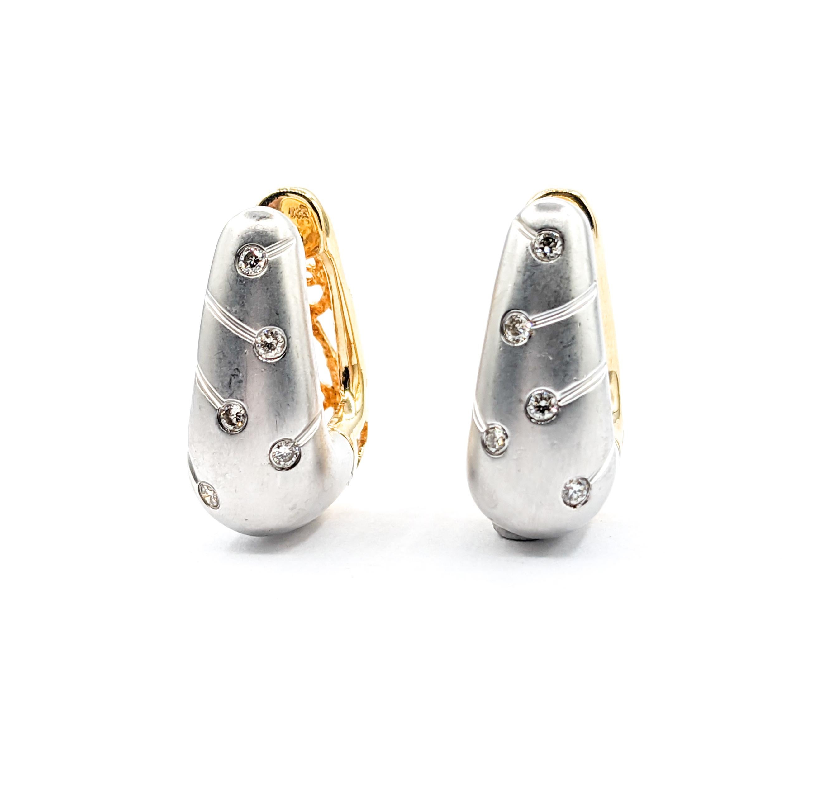 20ctw Diamond Squared Earrings In Two-Tone Gold For Sale 2