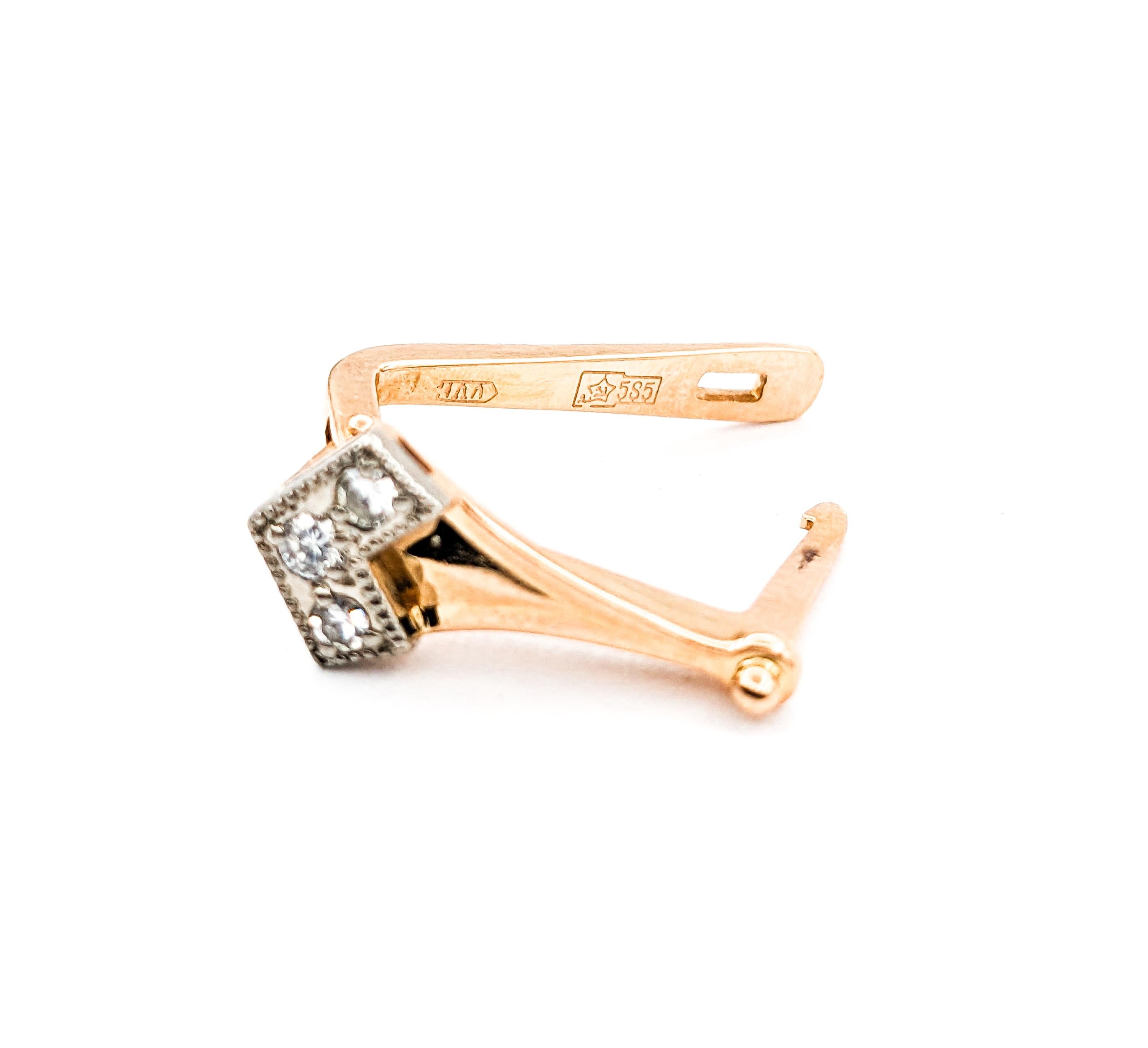 Round Cut .20ctw Diamond Stud Lever Back Earrings In Rose Gold For Sale