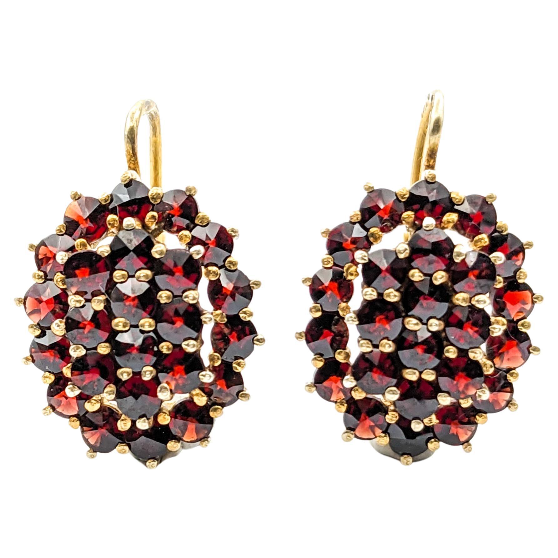 2.0ctw Garnets Vintage Earrings In Yellow Gold For Sale