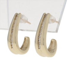 .20ctw Round Brilliant Diamond Earrings, 10k Yellow Gold Pierced J-Hooks
