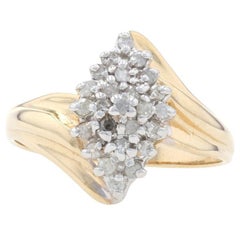 Antique 20ctw Single Cut Diamond Ring, 10k Yellow Gold Tiered Cluster Bypass