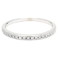 Vintage .20ctw Thin Diamond Wedding Band, 14K White Gold, Ring Thin Stackable
