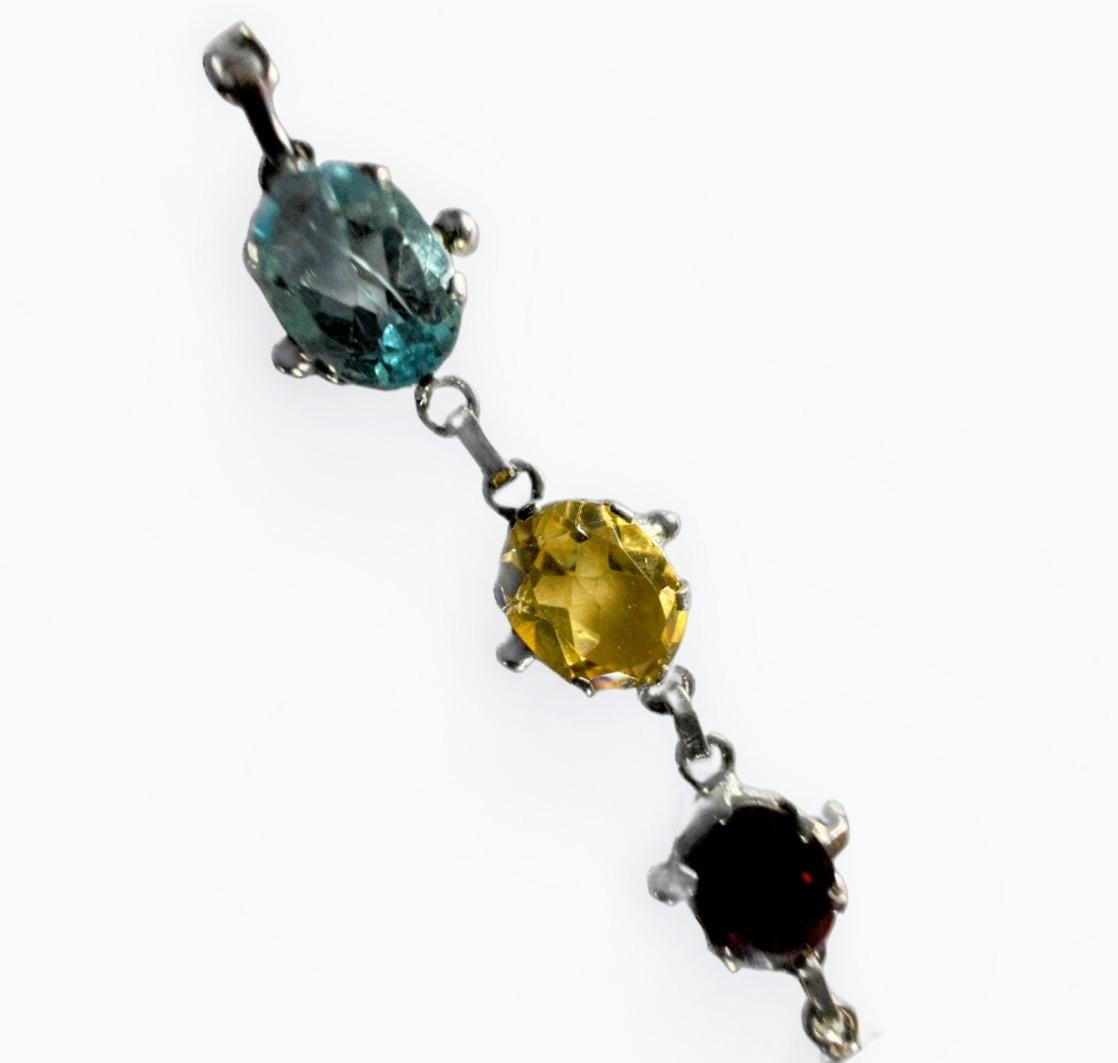 Artisan 20ctw Yellow Tourmaline Peridot Garnet Topaz Amethyst  Gemstone Necklace For Sale