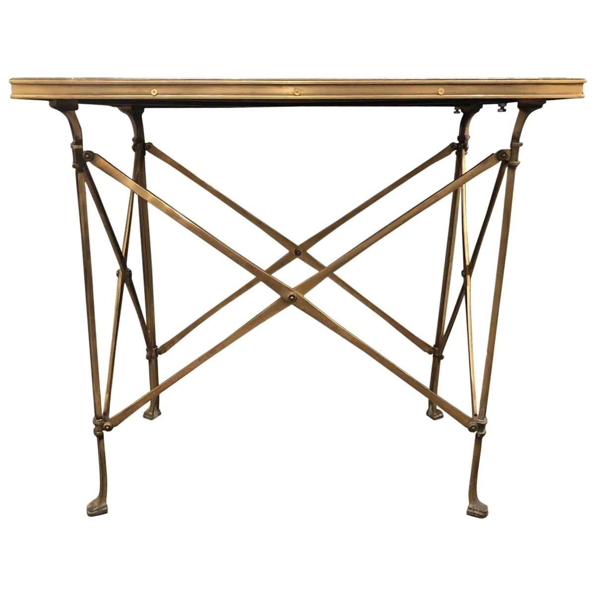 20h Century Campaign Style Side Table with Mirrored Top For Sale