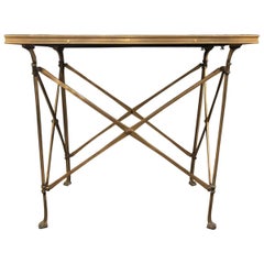 20h Century Campaign Style Side Table with Mirrored Top