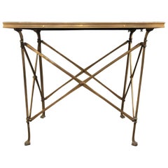 20h Century Campaign Style Side Table with Mirrored Top