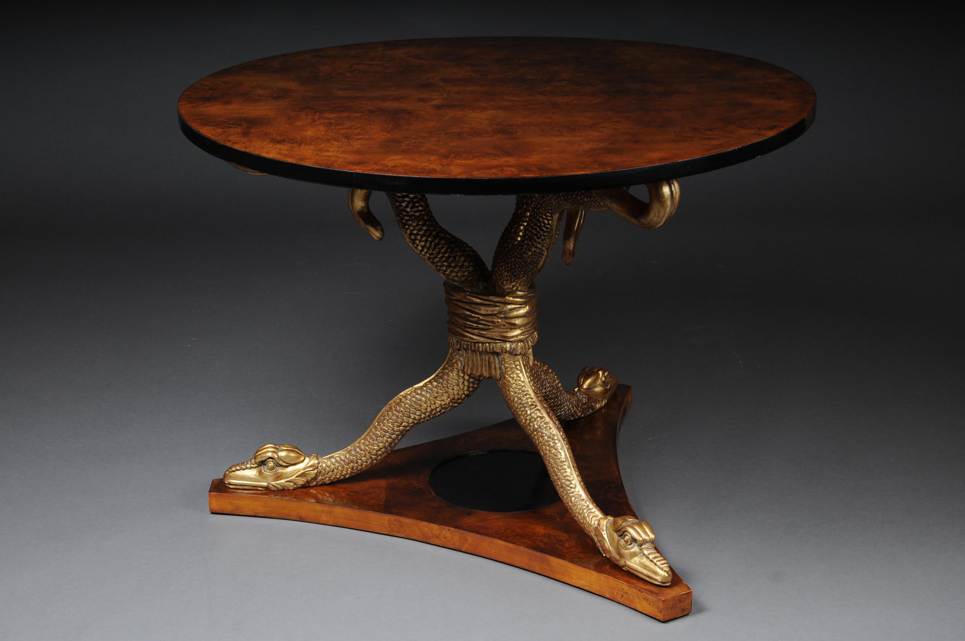 Hand-Carved 20th Century Snake Table Design After K. F. Schinkel Empire Manner