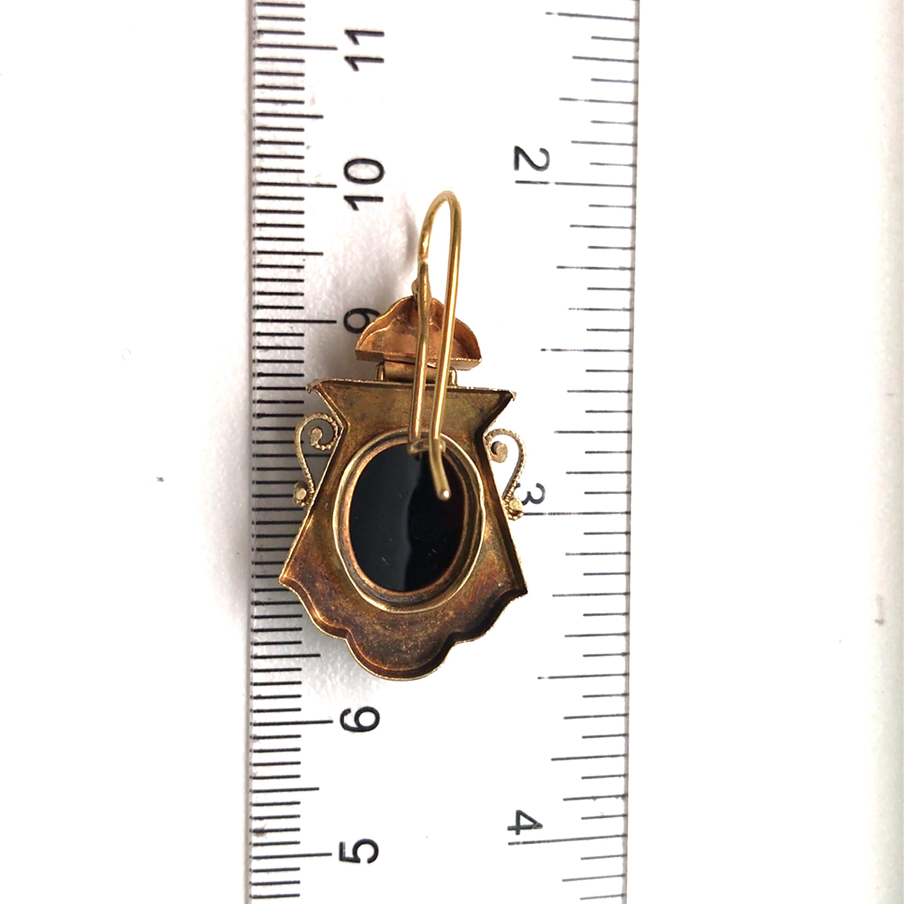 20 Karat antike Vintage Kamee-Tropfen-Ohrringe Gelbgold im Angebot 3