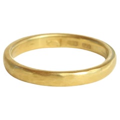 20k California Gold 2.5mm Thin Hammered Wedding Band Handmade by Bracken Jeweler