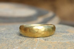 20k California Gold 8mm Domed Hammered Wedding Band Handmade by Bracken Jewelers