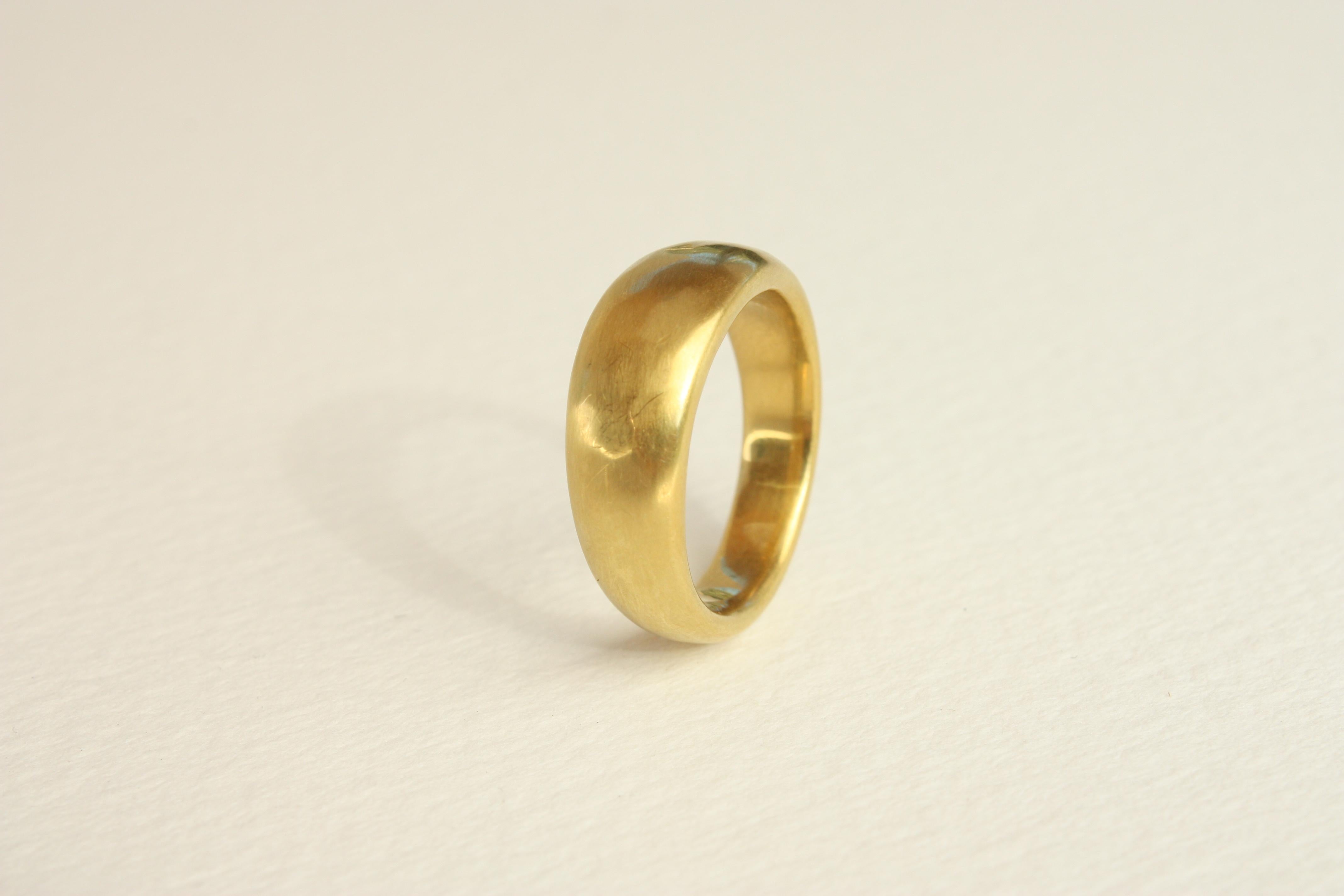 For Sale:  20k California Gold 8mm Domed Hammered Wedding Band Handmade by Bracken Jewelers 4