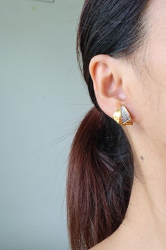 20K gold and diamonds vintage style clip on Earrings - 850 Pure Gold 6.75g