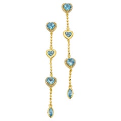 20K Gold Aquamarine and Diamond Dangle Earrings by Buddha Mama
