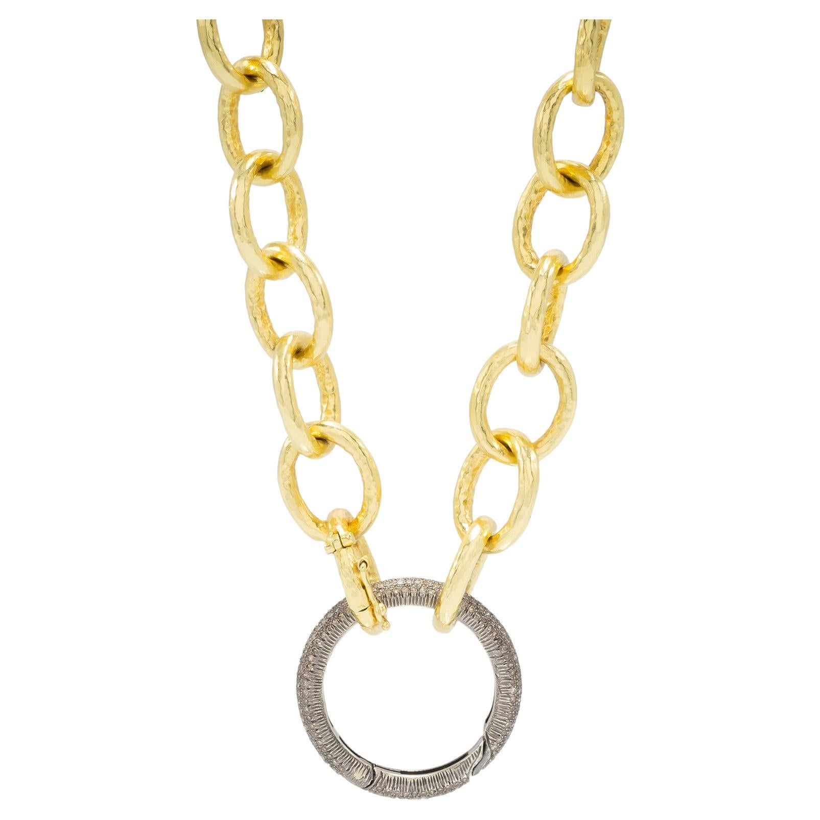 20 Karat Goldkette mit geschwärztem Silber-Diamantverschluss, von Tagili
