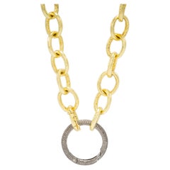 20 Karat Goldkette mit geschwärztem Silber-Diamantverschluss, von Tagili