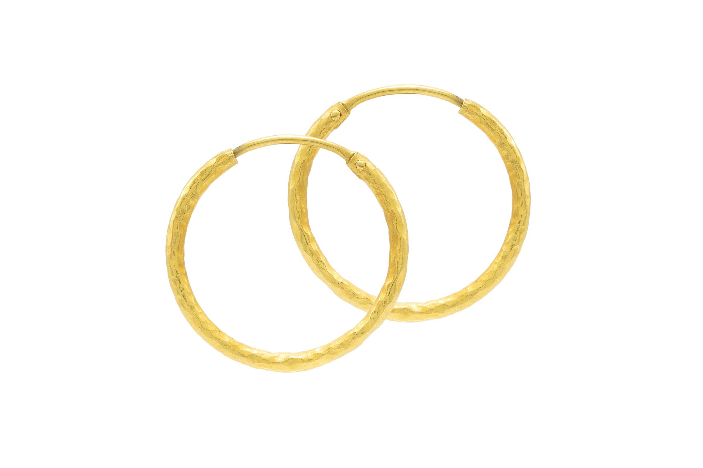 Artisan 20K Gold Huggie Hoop Earring, By Tagili For Sale