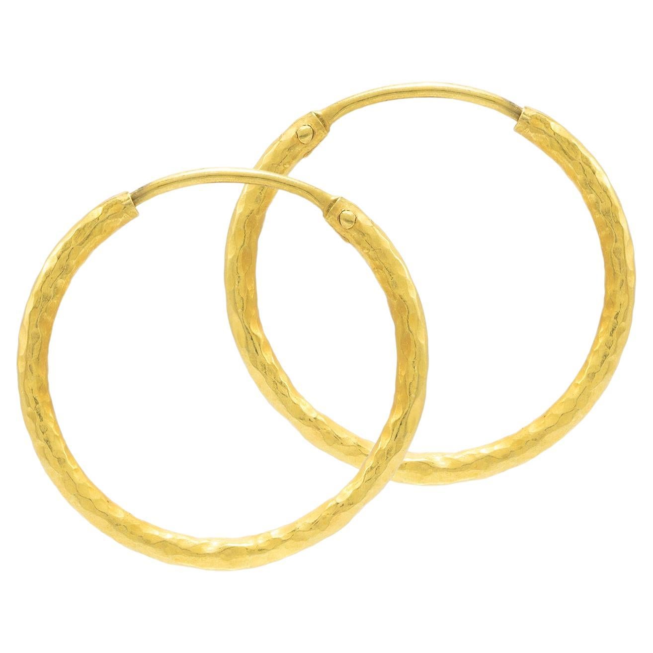 20K Gold Huggie Hoop Earring, By Tagili For Sale