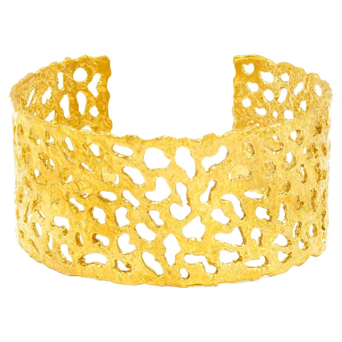 20k Gold Organic Finish Cuff by Tagili Designs For Sale