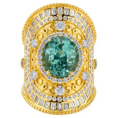 20K Green Tourmaline and Diamond Wrap Ring by Buddha Mama