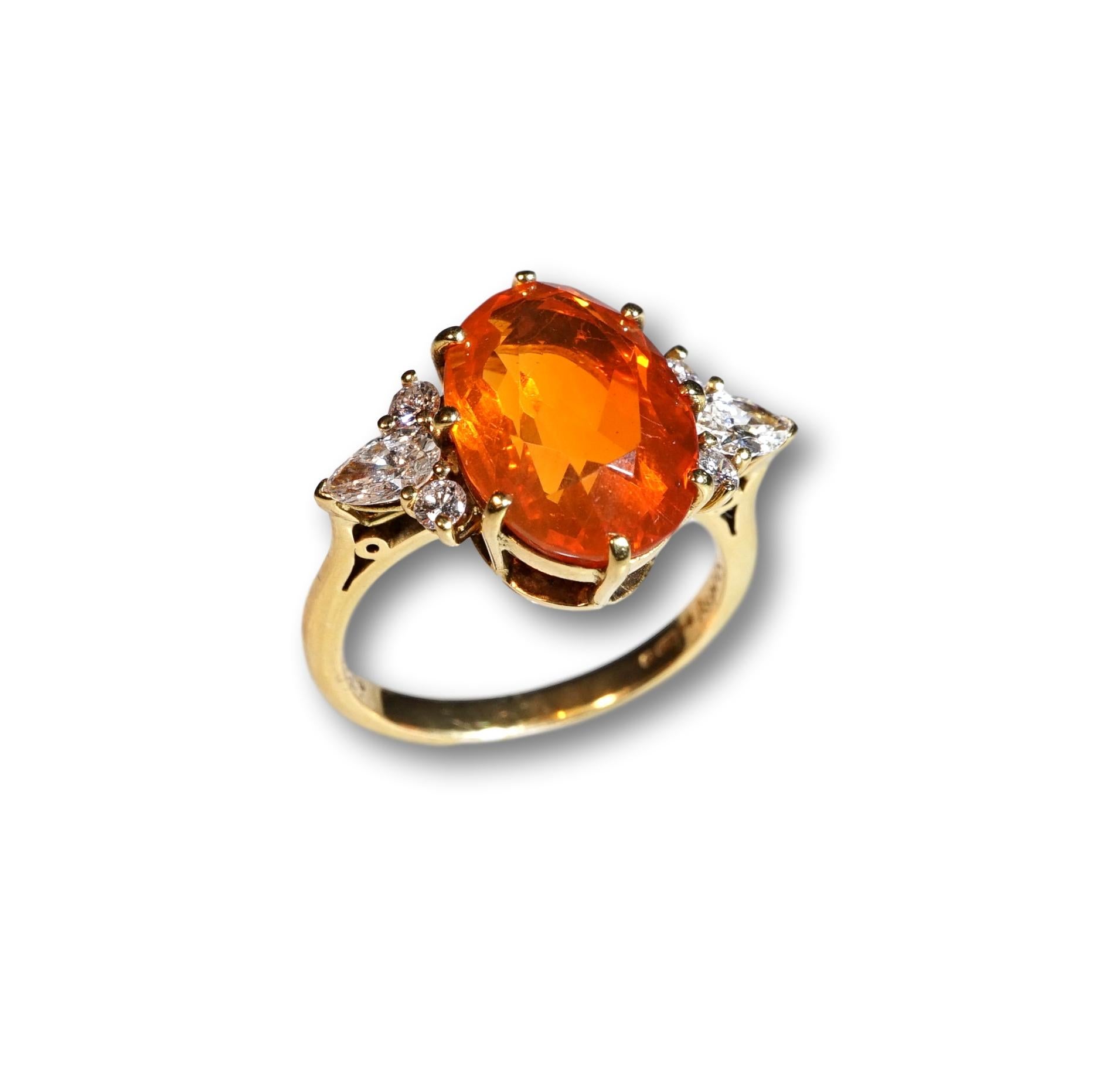 Contemporary 20 Karat Imperial Topaz and Diamond Ring