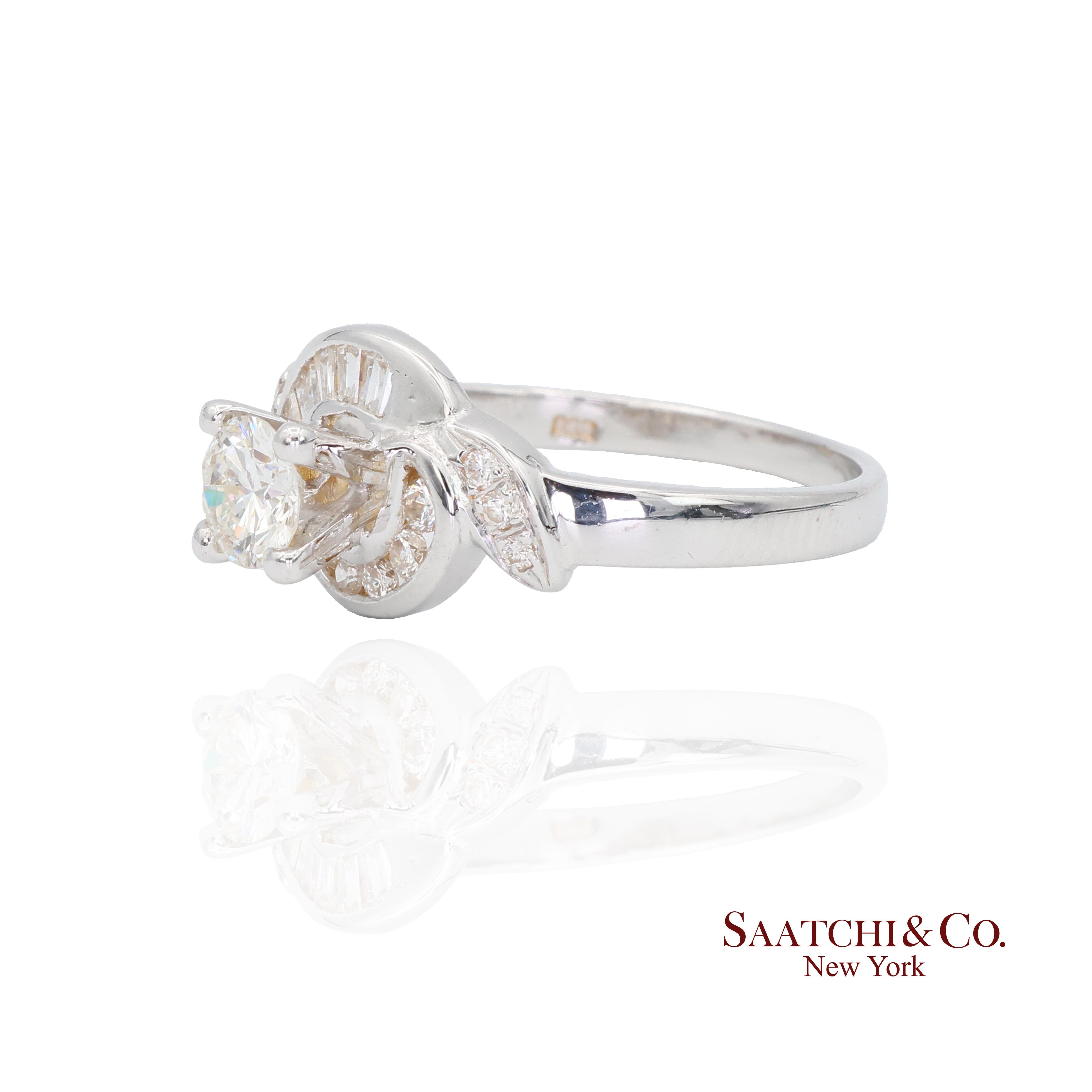 20K Nuevo  Anillo de Diamantes Solitario Blanco Natural Talla 6.5 Contemporáneo en venta