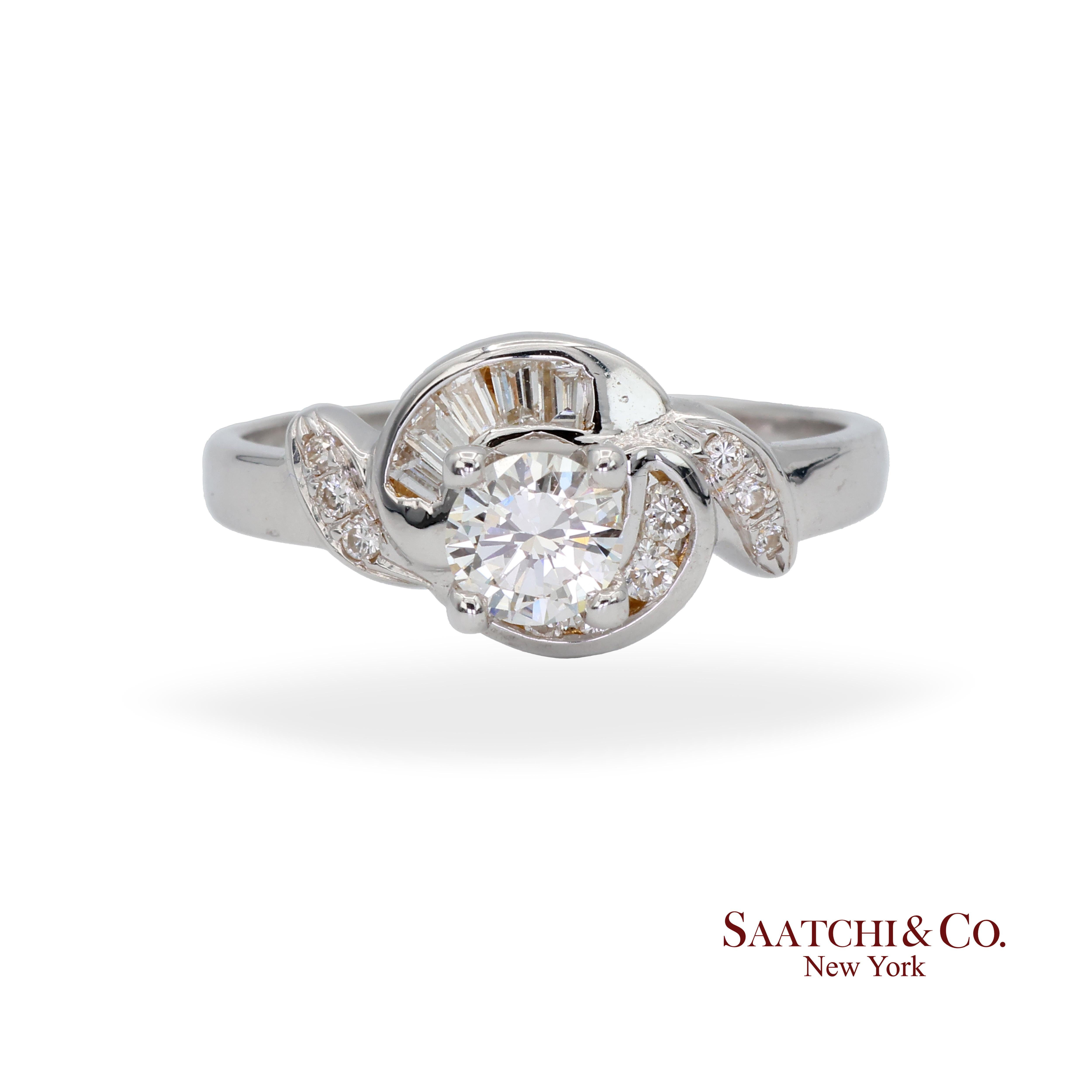 20K Nuevo  Anillo de Diamantes Solitario Blanco Natural Talla 6.5 Corte redondo en venta