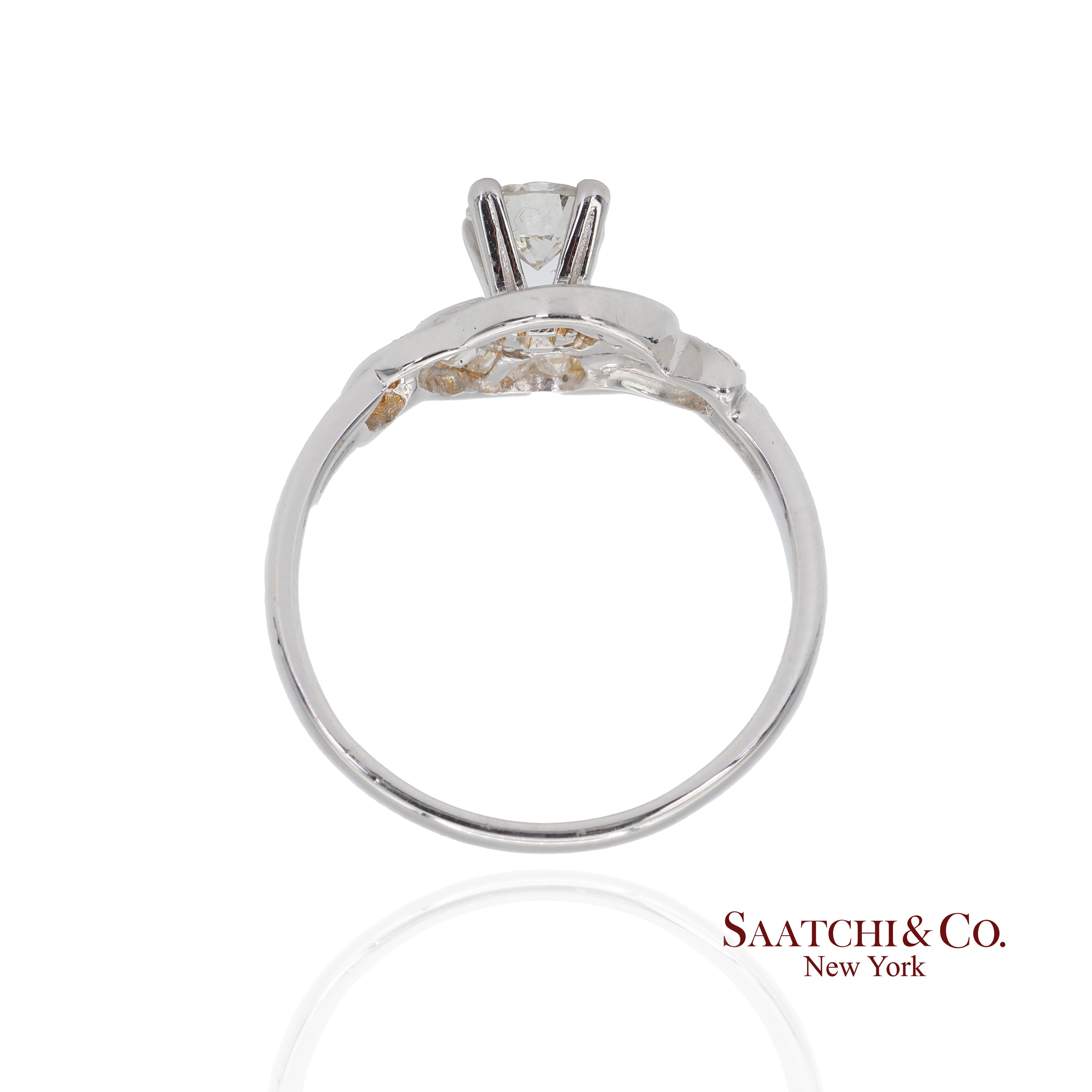 20K Nuevo  Anillo de Diamantes Solitario Blanco Natural Talla 6.5 en venta 1