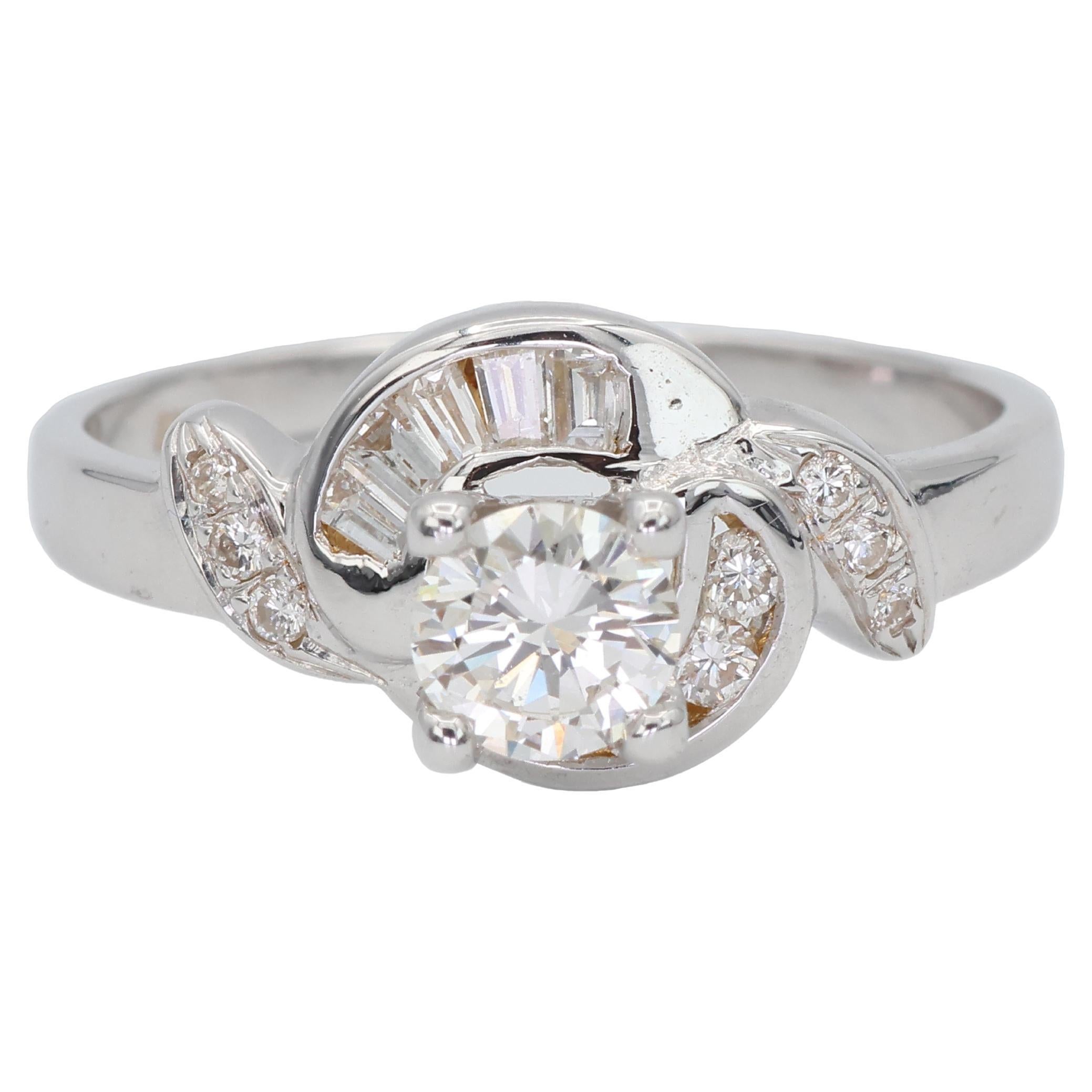 20K Nuevo  Anillo de Diamantes Solitario Blanco Natural Talla 6.5 en venta