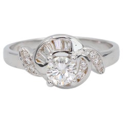 20K Nuevo  Anillo de Diamantes Solitario Blanco Natural Talla 6.5
