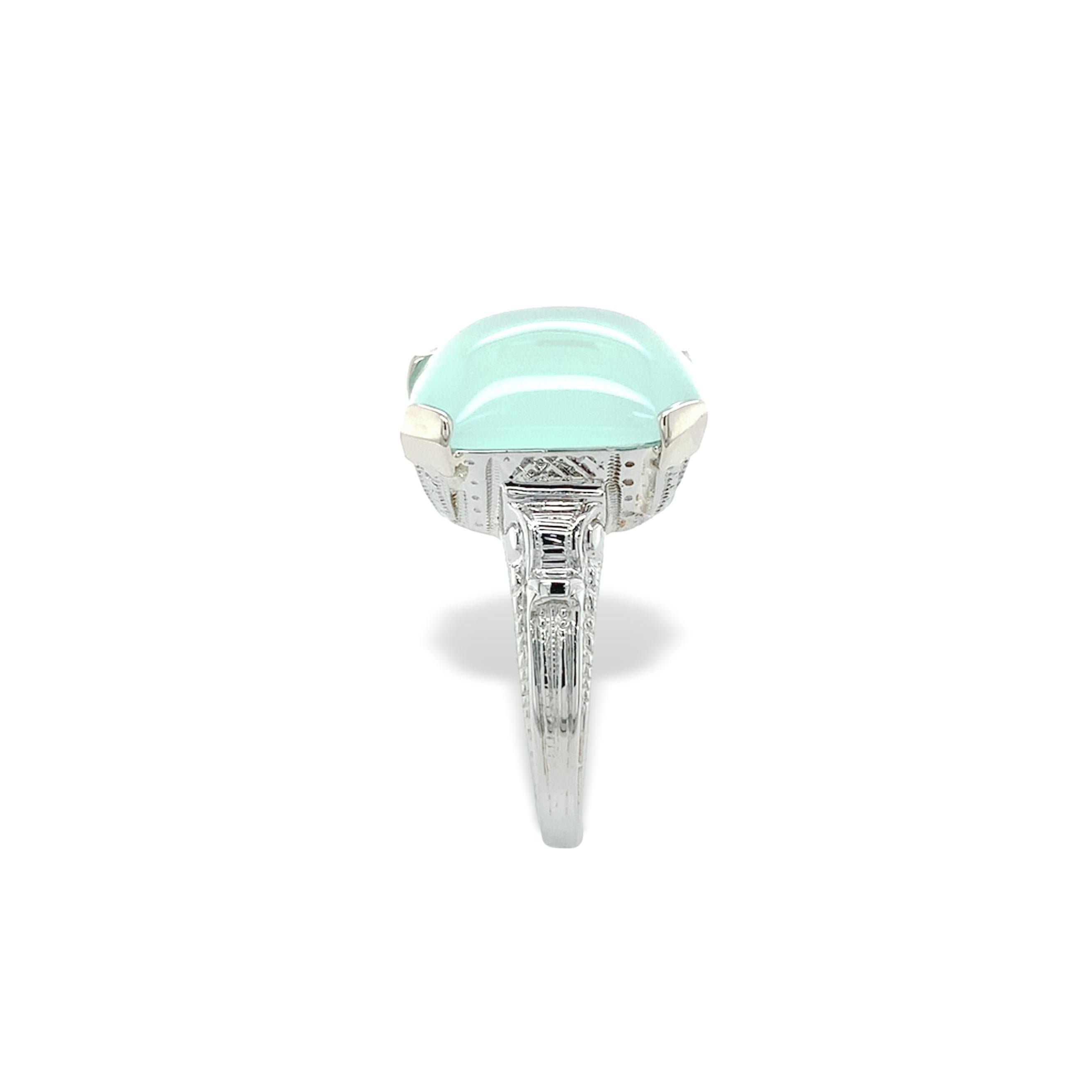 20K White Gold 4.05 carat Aquaprase Ring size 4.5 In Good Condition For Sale In Big Bend, WI