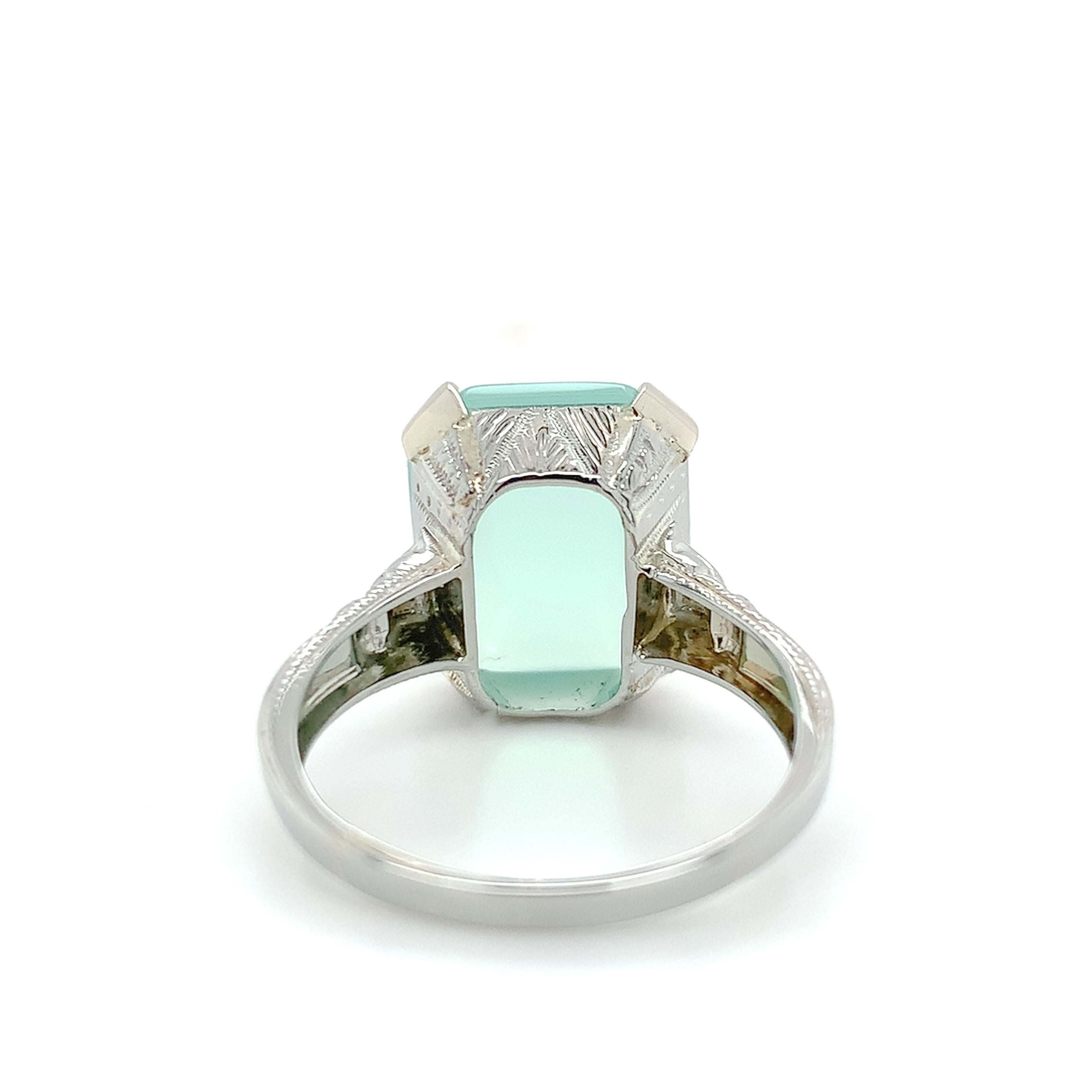 Women's 20K White Gold 4.05 carat Aquaprase Ring size 4.5 For Sale